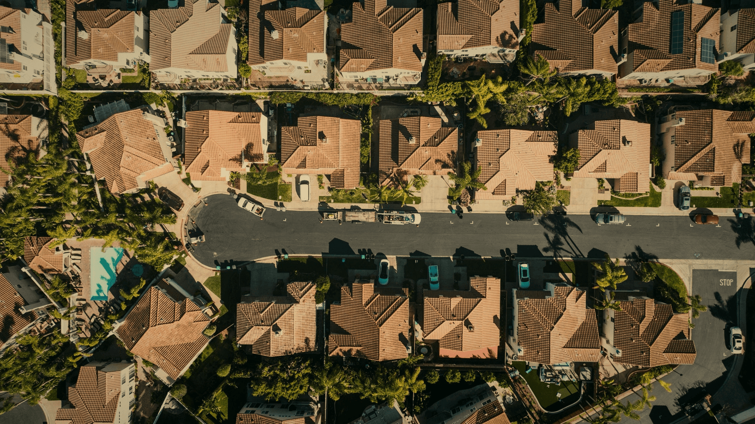 Aerial view of community neighborhood